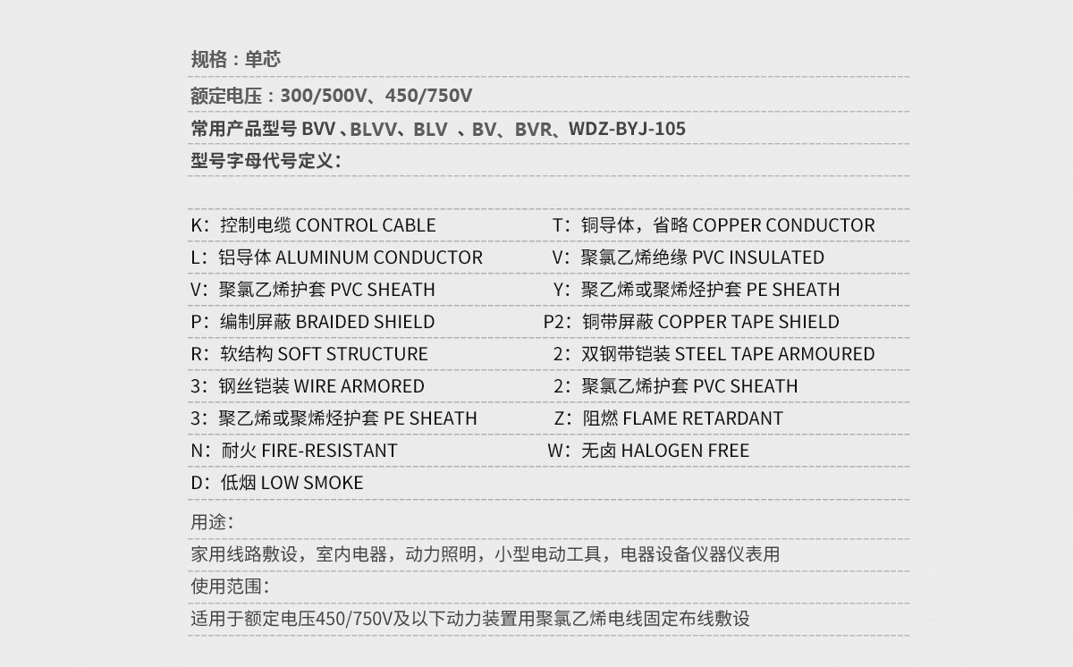 BVV_铜芯绝缘聚氯乙烯护套圆形电缆